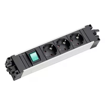 Steckdosenleiste Bachmann STEP ALU 3-fach mit Schalter, Aluminiumgehäuse, 3x AC-Steckdosen, 230 V, 16 A, IP20