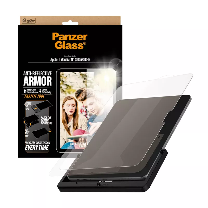 Bildschirmschutz PanzerGlass Anti-Reflective Armor für iPad Air 11 Zoll (2024–2026) Ultra-Wide Fit mit Fastfit-Werkzeug, PET/Silikon