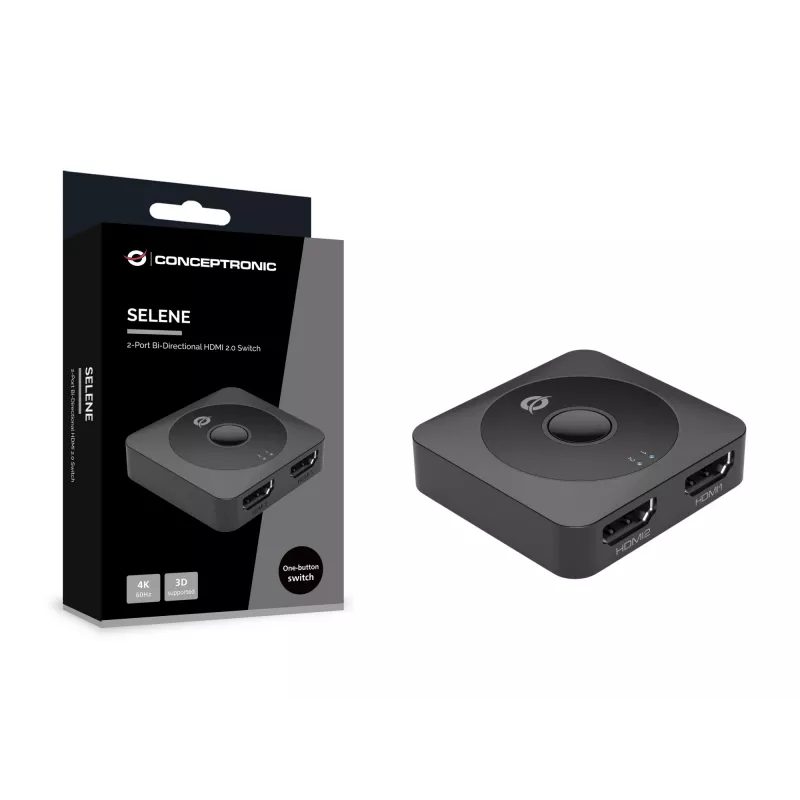 Conceptronic SELENE01B 2-fach bidirektionaler HDMI 2.0 Umschalter, 4K60Hz