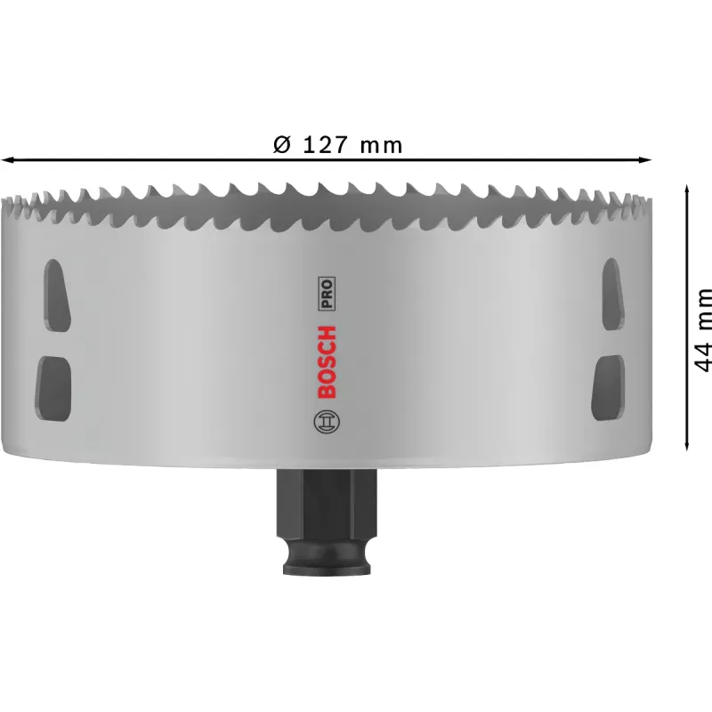 Bosch PRO Multi Material PC Plus, 44/127 mm, Single, Bohrer, Trockenbauwand, Metall, Nichteisenmetall, Kunststoff, Weichholz, Schwarz, Grau, Kobaltstahl, Kobaltlegierung Schnellarbeitsstahl (HSS-Co)