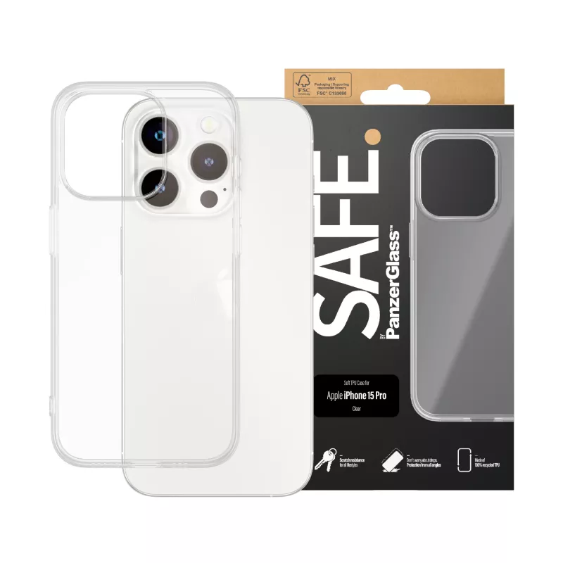 PanzerGlass SAFE. by ® TPU Hülle Transparent iPhone 15 Pro
