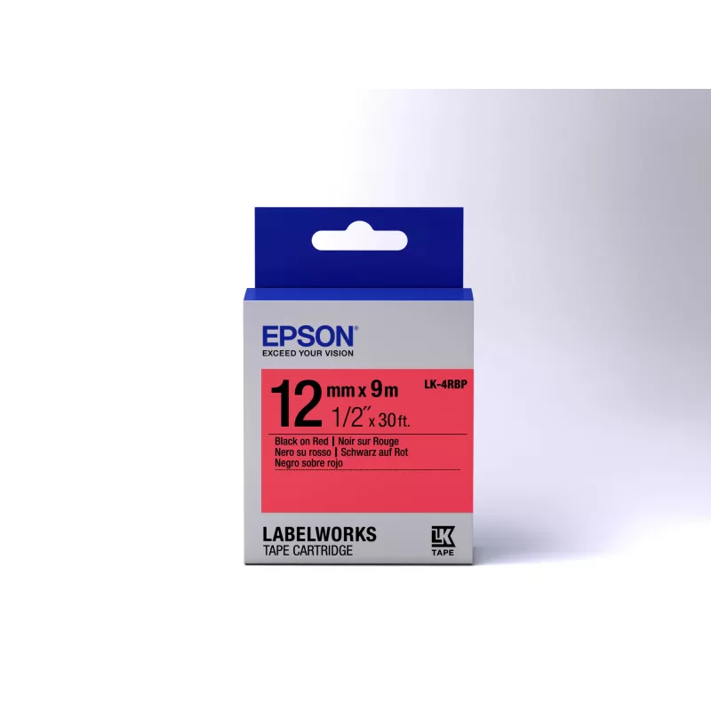 Epson Label Cartridge Pastel LK-4RBP Schwarz/Rot 12 mm (9 m)