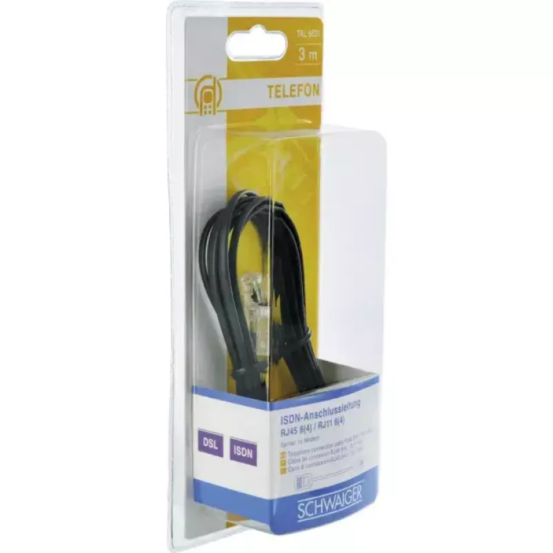 Netzwerkkabel Schwaiger 3,0 m RJ-11 - RJ-45 3 m Schwarz