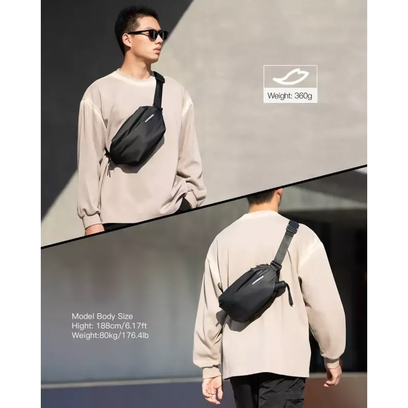 Umhängetasche Inateck LB03014 — unisex Polyester 900D, Reißverschluss, 4 l, schwarz