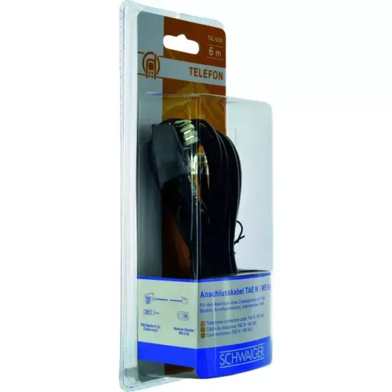 Kabel RJ-11 Schwaiger TAL6236533 6,0 m TAE-N Schwarz
