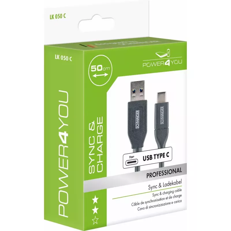 USB-Kabel Schwaiger LK 050 C USB 3.2 Gen 2 0,5m USB A USB C Schwarz