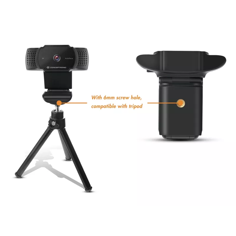 Conceptronic AMDIS 2K Super HD Autofokus-Webcam mit Mikrofon