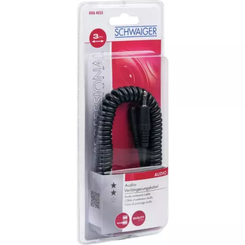 Audiokabel Schwaiger KHA4035 3m 3,5mm Buchse auf Buchse Schwarz