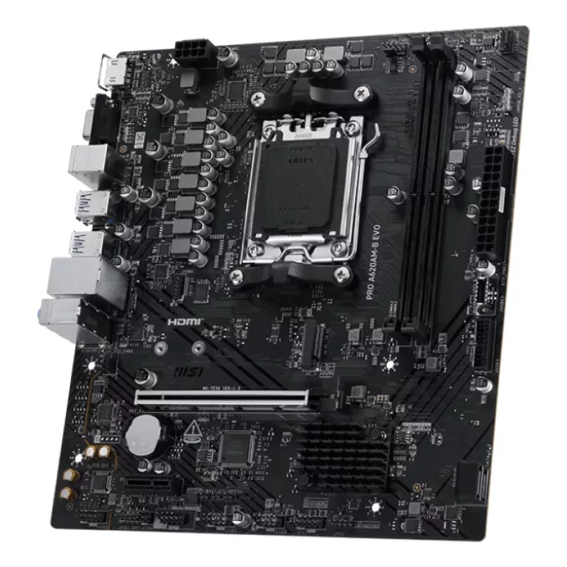Motherboard MSI PRO A620AM-B EVO ATX — AMD A620A, Sockel AM5, DDR5 2× DIMM bis zu 128 GB, 5 Gb Ethernet, M.2 & SATA III, HDMI 2.1