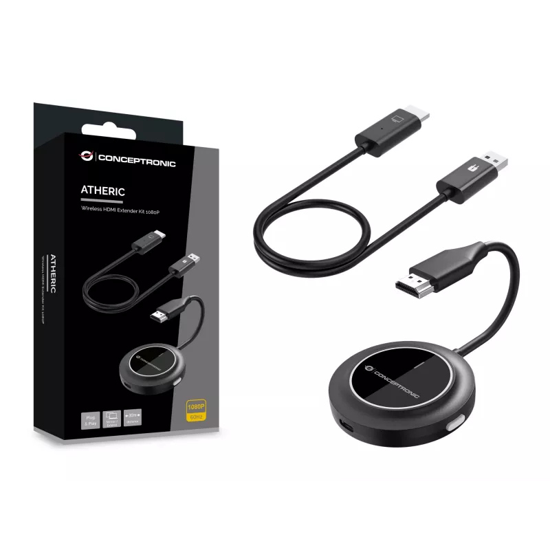 Kabelloses HDMI-Extender-Kit CONCEPTRONIC ATHERIC02B – Dongle, HDMI/USB, 1080p (1920x1080), USB-betrieben