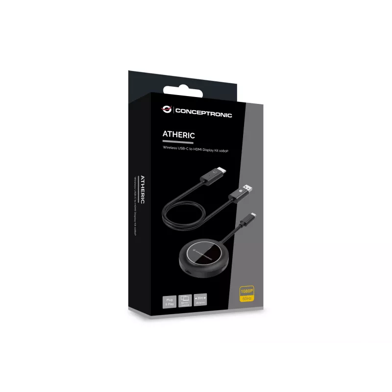 Conceptronic ATHERIC01B Kabelloses USB-C-auf-HDMI-Display-Kit 1080P