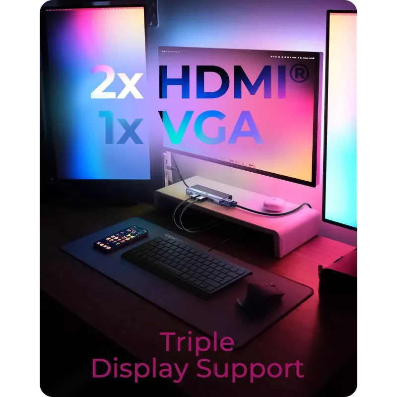 ICY BOX IB-DK4062-CPD Kabelgebunden USB 3.2 Gen 1 (3.1 Gen 1) Typ-C Anthrazit