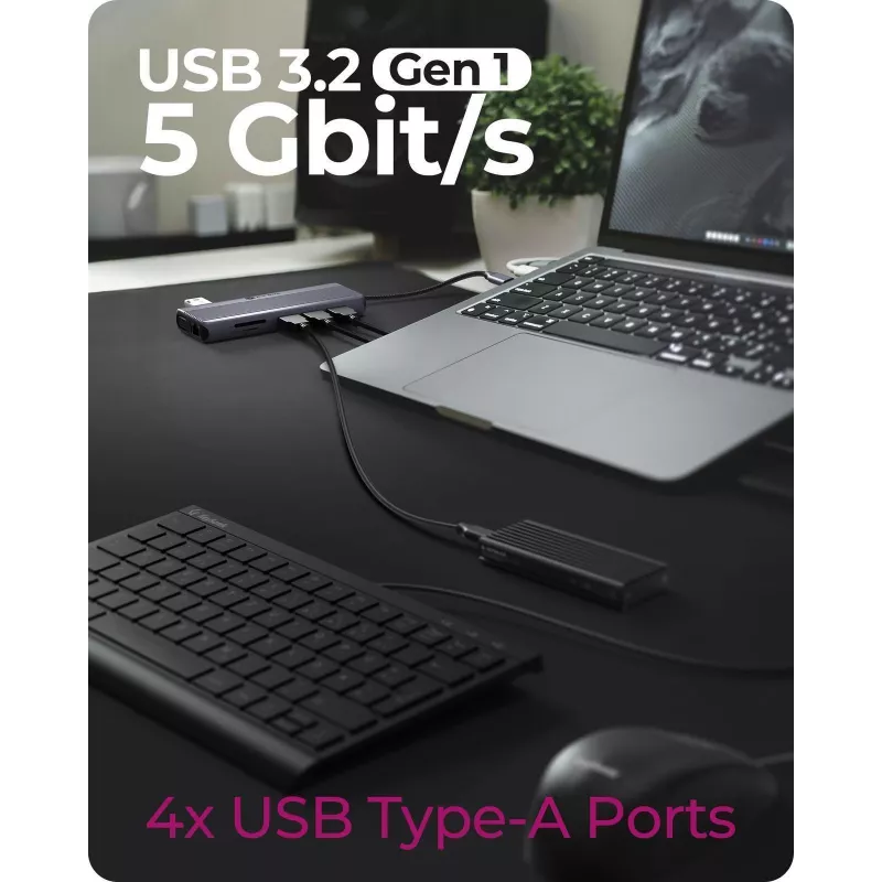 ICY BOX IB-DK4062-CPD Kabelgebunden USB 3.2 Gen 1 (3.1 Gen 1) Typ-C Anthrazit