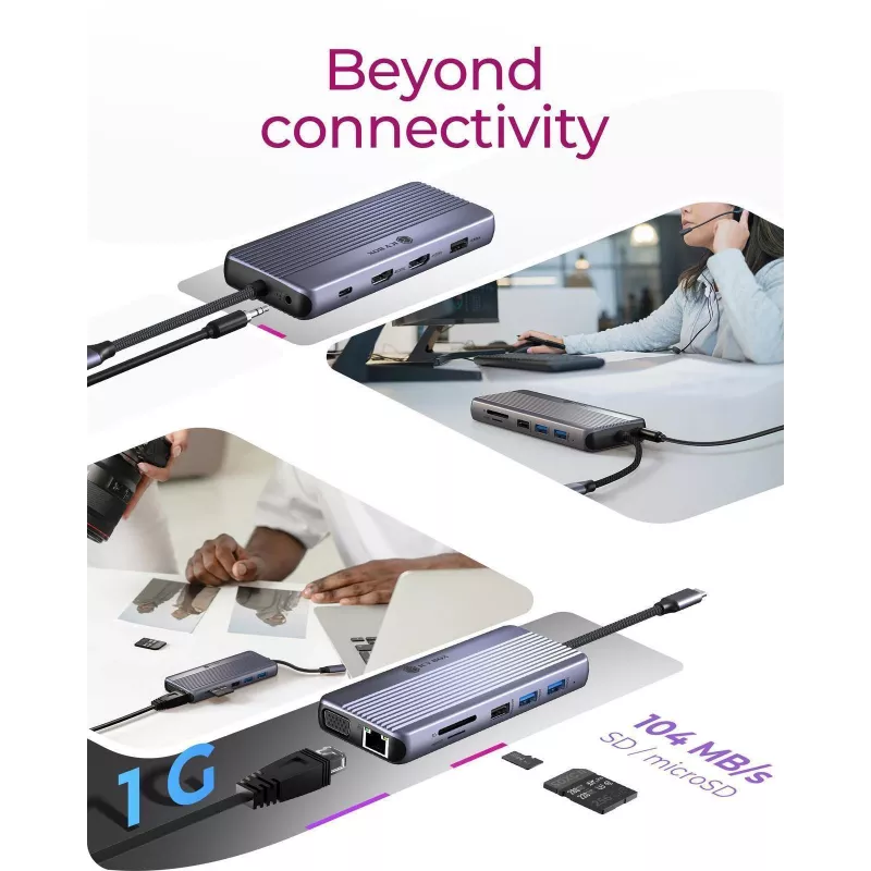 ICY BOX IB-DK4062-CPD Kabelgebunden USB 3.2 Gen 1 (3.1 Gen 1) Typ-C Anthrazit
