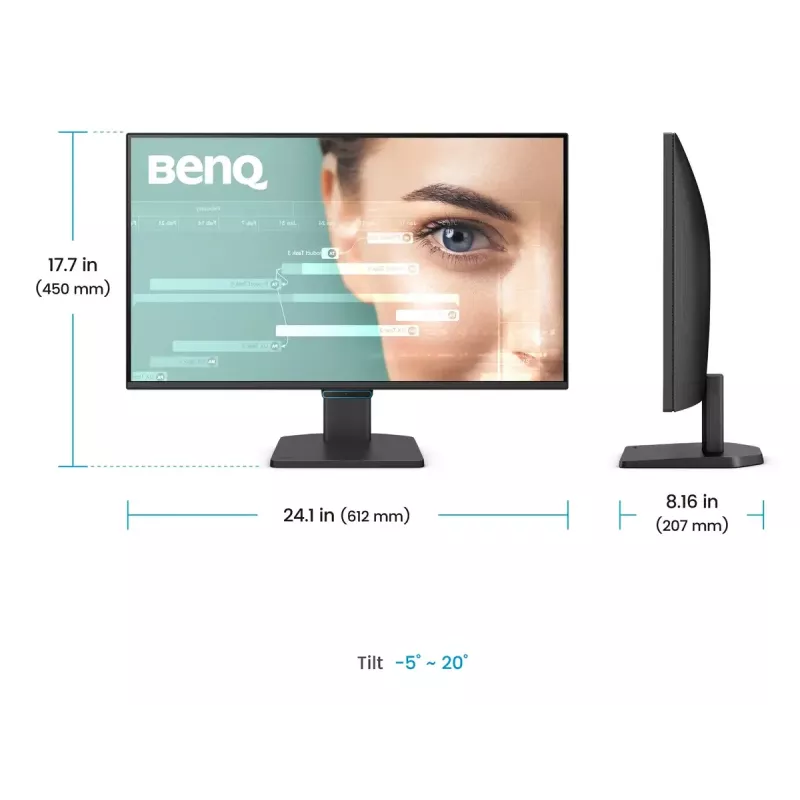 Monitor BenQ 27 Zoll 1080p FHD Eye-Care — 27 Zoll (68,6 cm), 1920×1080, 5 ms, IPS/LCD, matt, 16:9, 178°/178°, integrierte Lautsprecher, VESA, Schwarz