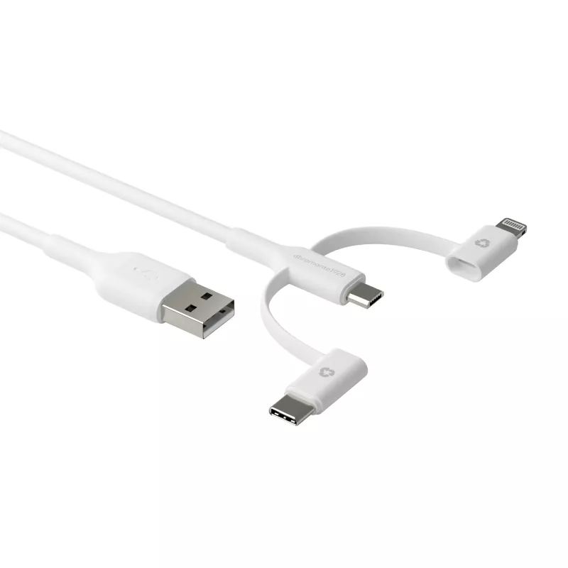 dbramante1928 re-charge - 3-in-1-Kabel – USB-A auf USB-A, C & Lightning - Weiß