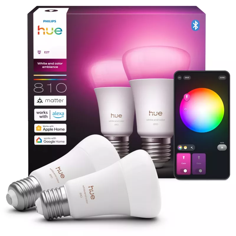 Philips Hue White and Colour Ambience A60 – E27 Smart-Birne – 810