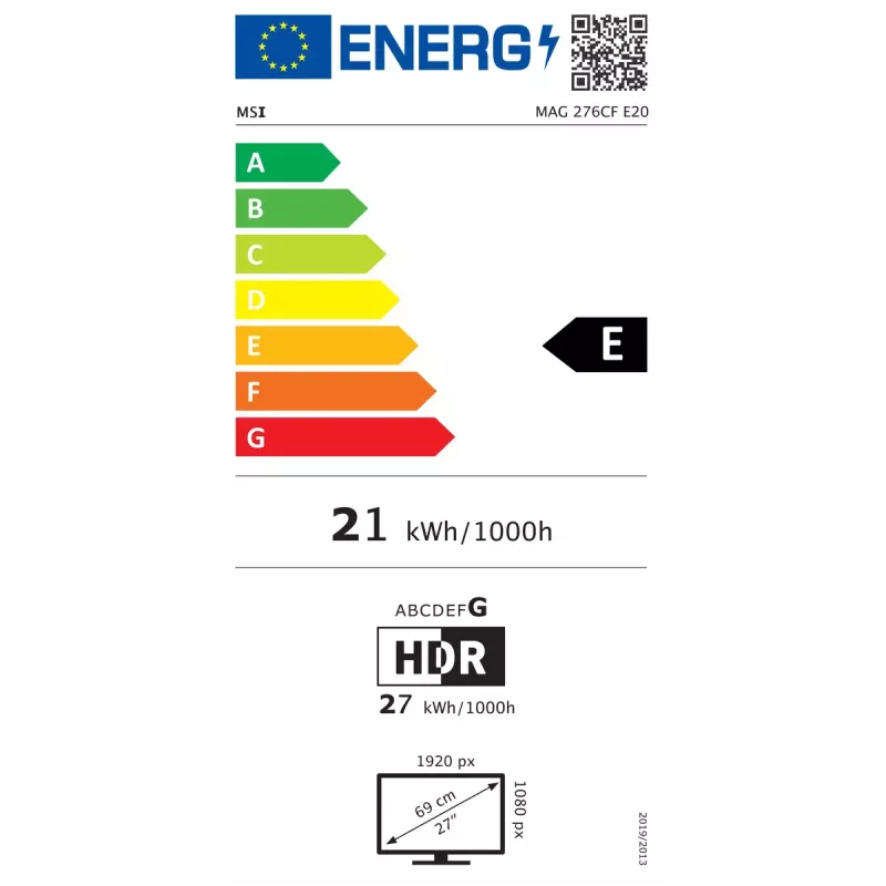 Monitor MSI MAG 276CF E20 27 Zoll Full HD (1920x1080) Rapid VA LCD Curved, 0,5 ms, 16:9, VESA, Schwarz