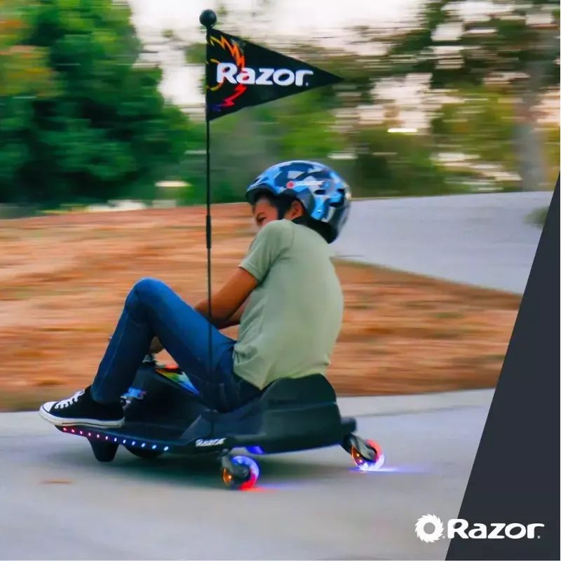 Elektro-Driftkart Razor CRAZY CART Shift Lightshow — wiederaufladbare Lithium-Batterie, LED-Lichtshow, 13 km/h, 40 min