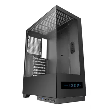 PC-Gehäuse TACENS MARS MC-PULSAR LCD ATX Midi Tower, gehärtetes Glas, Front-LCD, USB-C, unterstützt GPU 33,2 cm