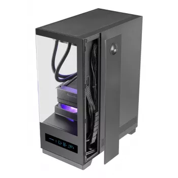 PC-Gehäuse TACENS MARS MC-PULSAR LCD ATX Midi Tower, gehärtetes Glas, Front-LCD, USB-C, unterstützt GPU 33,2 cm