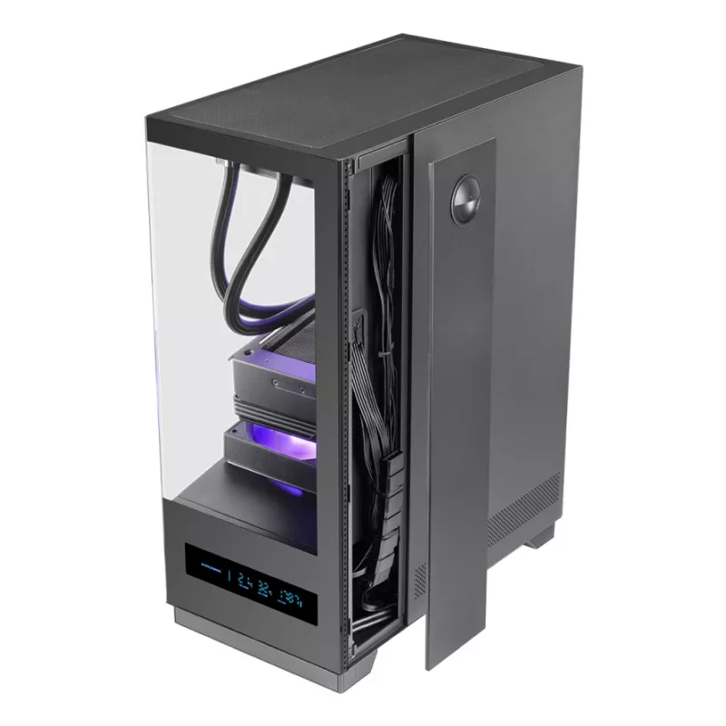 PC-Gehäuse TACENS MARS MC-PULSAR LCD ATX Midi Tower, gehärtetes Glas, Front-LCD, USB-C, unterstützt GPU 33,2 cm