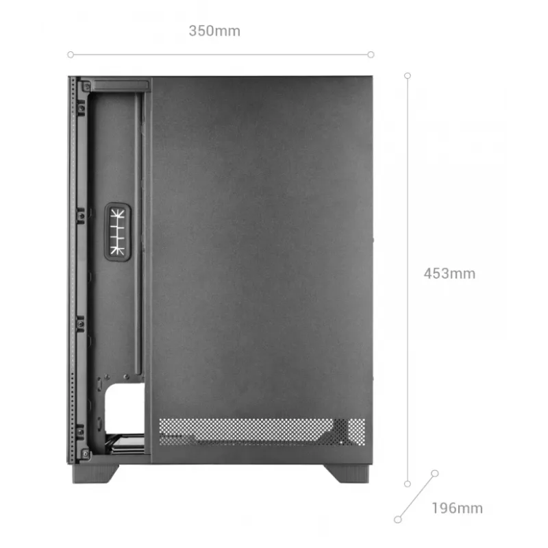 PC-Gehäuse TACENS MARS MC-PULSAR LCD ATX Midi Tower, gehärtetes Glas, Front-LCD, USB-C, unterstützt GPU 33,2 cm