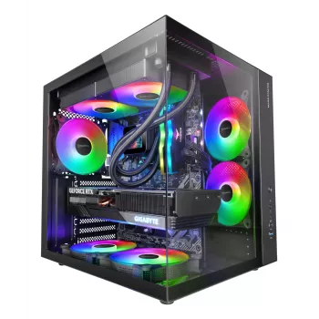PC-Gehäuse TACENS Mars Gaming MCV-ONE Midi Tower – Schwarz, ATX/Micro-ATX/Mini-ITX, gehärtetes Glas, unterstützt 120-mm-Lüfter