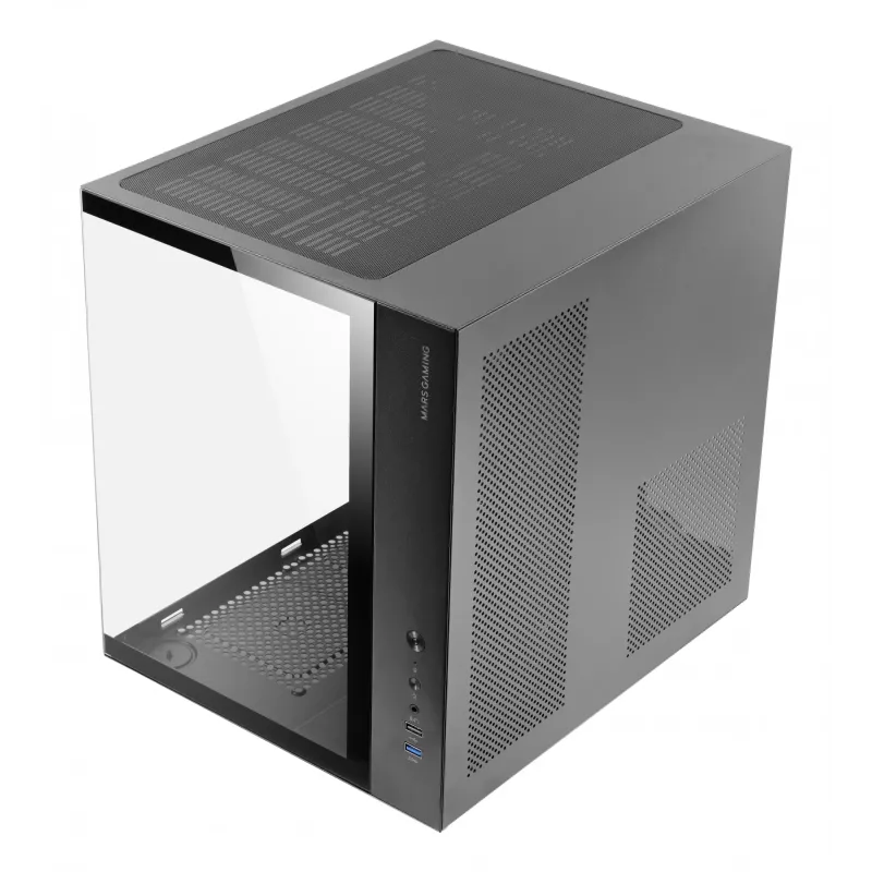 PC-Gehäuse TACENS Mars Gaming MCV-ONE Midi Tower – Schwarz, ATX/Micro-ATX/Mini-ITX, gehärtetes Glas, unterstützt 120-mm-Lüfter