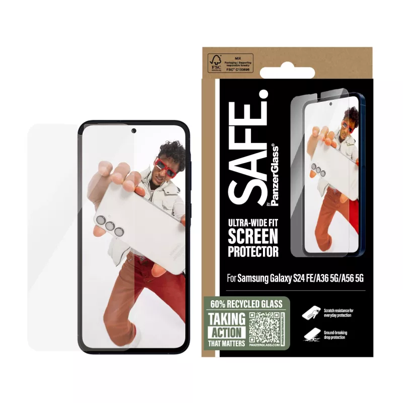 PanzerGlass SAFE. by ® Displayschutz Samsung Galaxy S24 FE | A36 5G | A56 5G | Ultra-Wide Fit