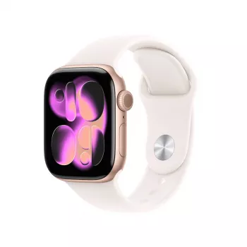 Smartwatch Apple Watch Series 11 GPS + Cellular 42 mm Roségold Aluminiumgehäuse mit hellblassem Sportarmband M/L, OLED 374×446, 64 GB, 50 m