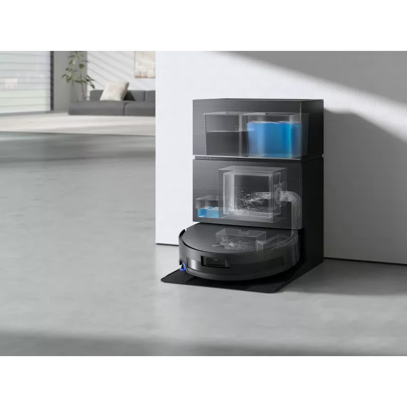Staubsaugerroboter Ecovacs Deebot X11 Pro Omni — schwarz, Li‑Ion 6400 mAh, 206 min Laufzeit, 0,22 L Staubbehälter, Basisstation 2,5 L