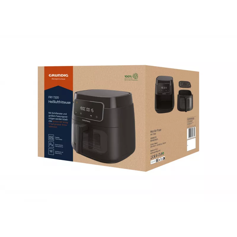 Grundig FRY 7320 Einzelne 7,6 L Standgerät 1900 W Heißluftfritteuse Schwarz