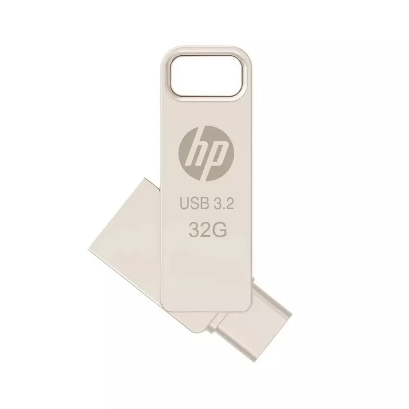 USB-Stick HP x206C 32 GB, USB Typ-A/Typ-C, USB 3.2 Gen 1, Swivel, Silber