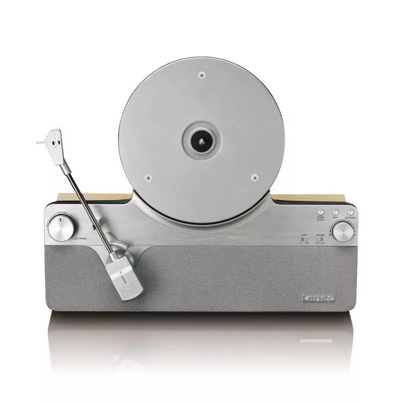Belt-Drive-Audio-Plattenspieler Lenco LSA-071SI, vollautomatisch, grau, Bluetooth, 3,5 mm, 10 W