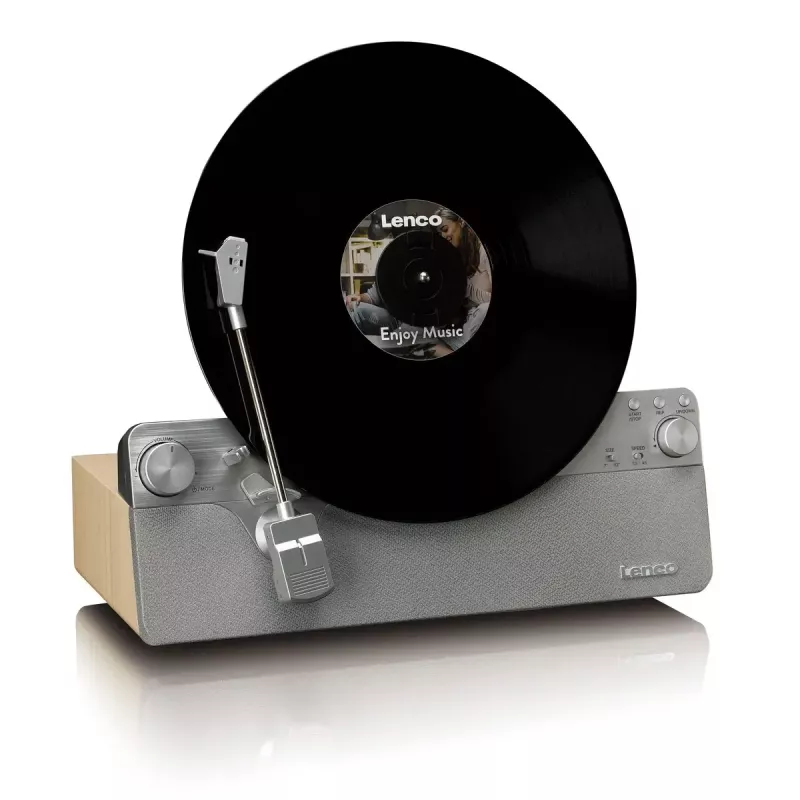 Belt-Drive-Audio-Plattenspieler Lenco LSA-071SI, vollautomatisch, grau, Bluetooth, 3,5 mm, 10 W