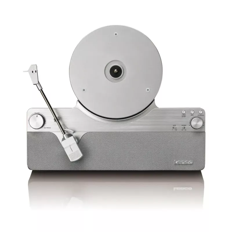 Belt-Drive-Audio-Plattenspieler Lenco LSA-071SI, vollautomatisch, grau, Bluetooth, 3,5 mm, 10 W