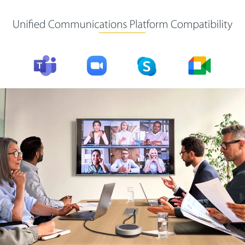 StarTech.com USB-C Speakerphone Docking Station, Mini Portable Conference Speaker und Audio Dock, USB-C zu VGA/4K HDMI, 2x USB-A Hub, Mikrofon/Lautsprecher, Teams/Zoom/Softphone Speakerphone