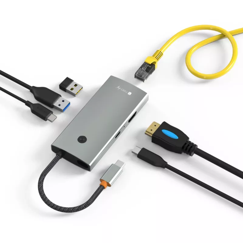 Techly IUSB32C-HUB6HPDI Schnittstellen-Hub USB 3.2 Gen 1 (3.1 Gen 1) Typ-C 5000 Mbit/s Aluminium