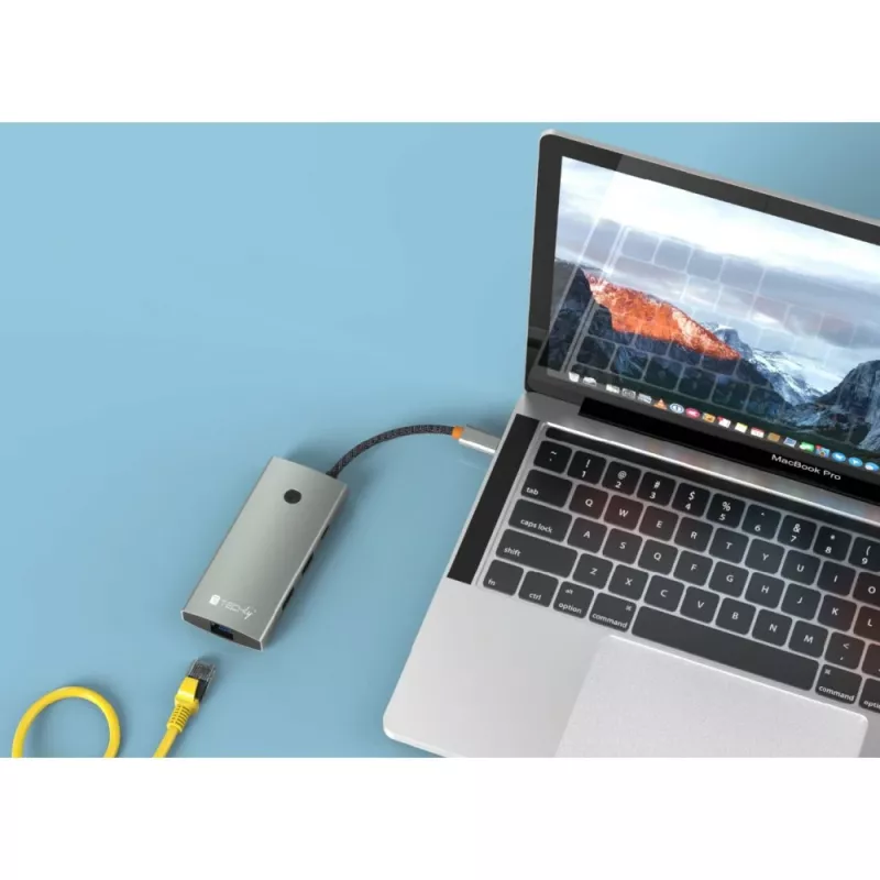 Techly IUSB32C-HUB6HPDI Schnittstellen-Hub USB 3.2 Gen 1 (3.1 Gen 1) Typ-C 5000 Mbit/s Aluminium