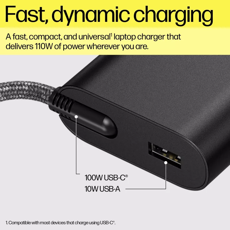 HP 110W USB-C Laptop-Ladegerät, Laptop, Innenbereich, 43 - 63 Hz, 110 W, 5V/9V/12V/15V/20V, 1,6 A