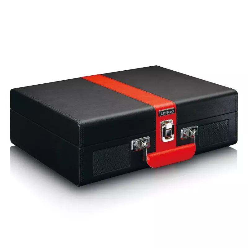 Riemengetriebener Audio-Plattenspieler Lenco TT-110 Schwarz Rot Halbautomatisch