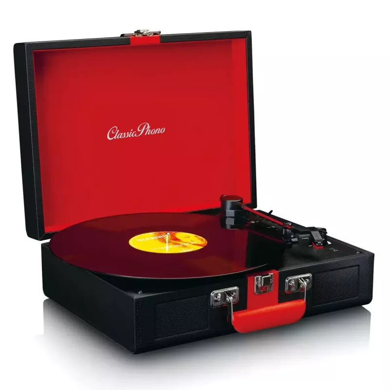 Riemengetriebener Audio-Plattenspieler Lenco TT-110 Schwarz Rot Halbautomatisch