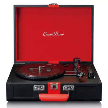Riemengetriebener Audio-Plattenspieler Lenco TT-110 Schwarz Rot Halbautomatisch