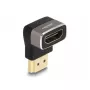 DeLOCK HDMI Adapter Stecker auf Buchse 90° nach oben abgewinkelt 8K 60 Hz grau Metall