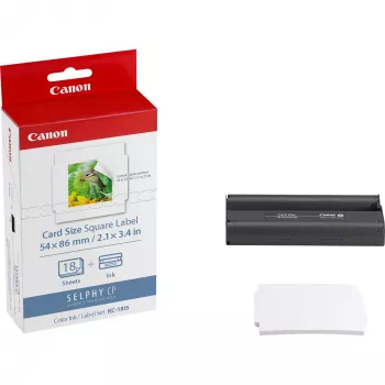 Canon KC-18IS Farbtinte + 54 x 86 mm Aufkleberpapier-Set, 18 Blatt