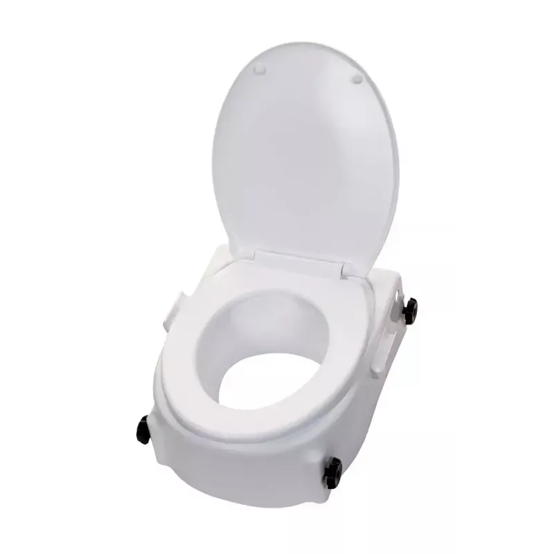 Toilettensitzerhöhung mit Armstützen ActionMed NT200AM — weiß, Breite 560 mm, maximales Benutzergewicht 136 kg, verriegelbar, unterstützte Höhenverstellung
