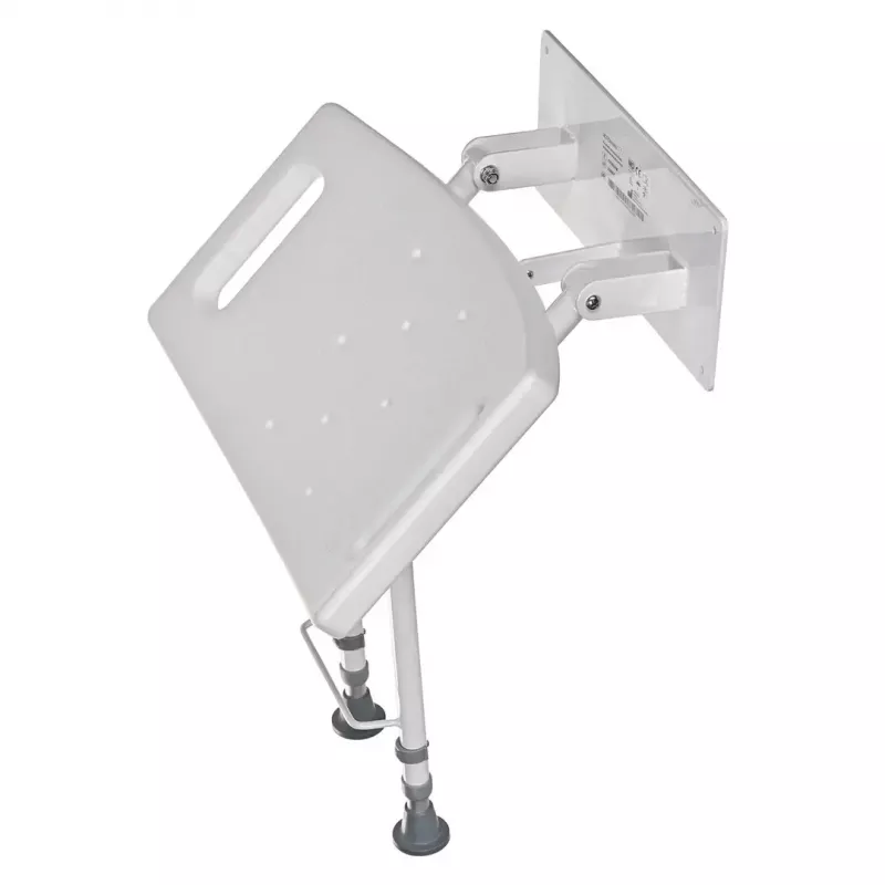 Wandmontierbarer klappbarer Duschstuhl ActionMed KP600AM — weiß, ergonomischer Sitz, verstellbare rutschfeste Füße, 3 kg