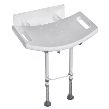 Wandmontierbarer klappbarer Duschstuhl ActionMed KP600AM — weiß, ergonomischer Sitz, verstellbare rutschfeste Füße, 3 kg