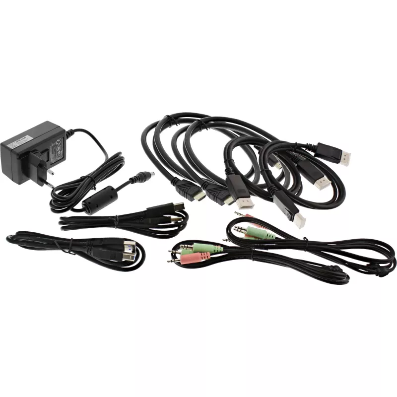 InLine KVM Desktop Switch, 2-Port, Dual-Monitor, DP+HDMI, 4K, USB 3.0, Audio